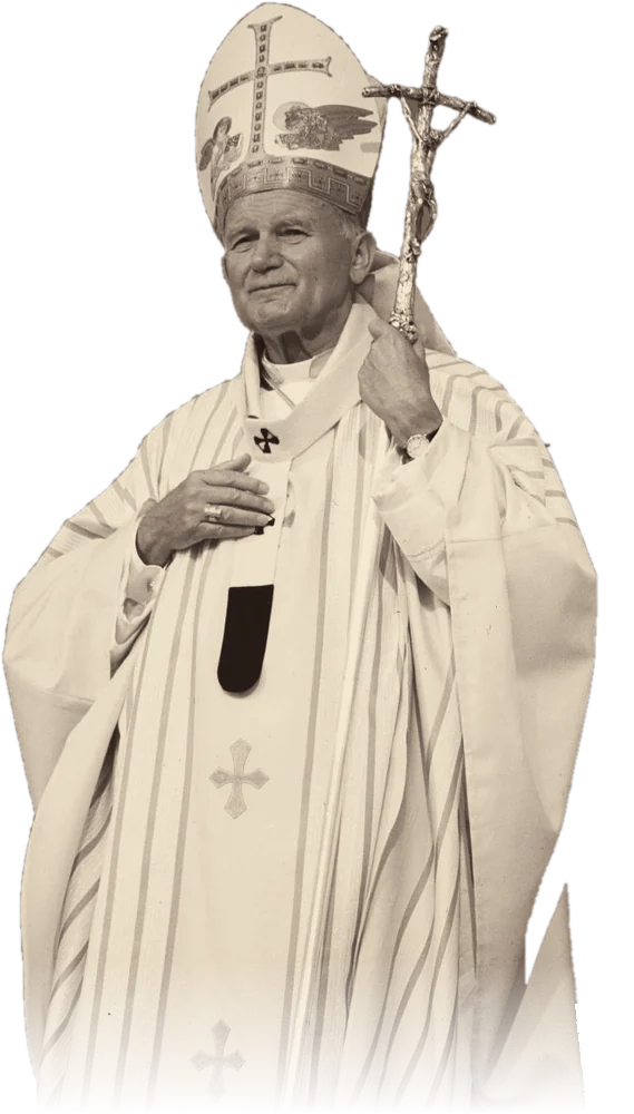 Pope St. John Paul II holding his crosier
